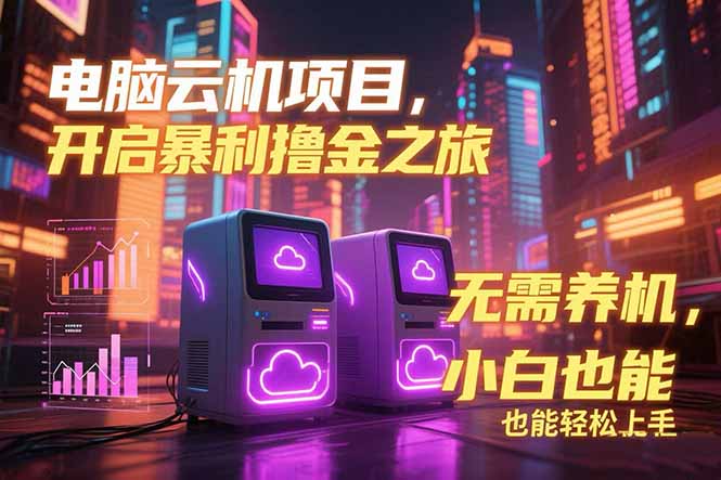 电脑云机项目 暴力撸金玩法，不需要养机 配置没有要求 单机100个窗口一