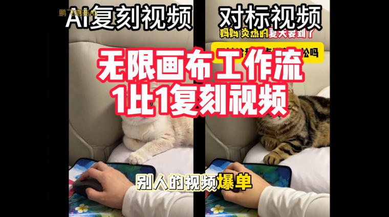 宠物带货视频复刻，无限画布工作流1比1，不用拍摄、不用布景、不用真人出镜，几分钟就能做出一条专业带货视频