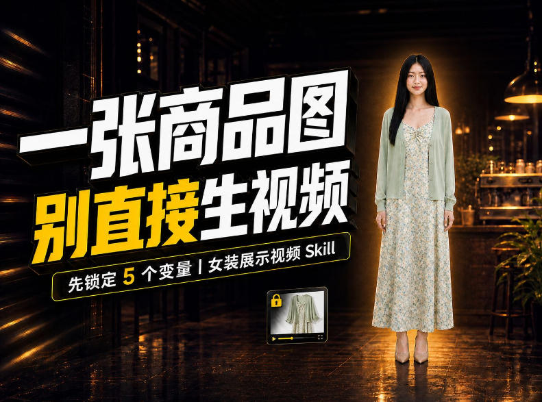 女装AI视频总翻车?问题不在提示词,女装展示视频Skill先锁定5个变量!