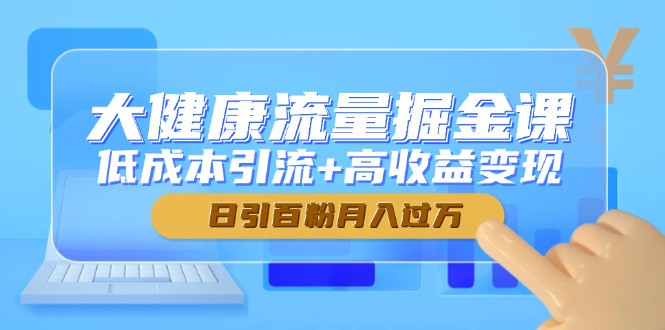 大健康流量掘金课，低成本引流+高收益变现，日引百粉月入过万