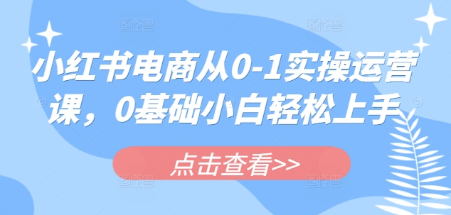 小红书电商从0-1实操运营课，0基础小白轻松上手,小红书电商从0-1实操运营课，0基础小白轻松上手,如何,笔记,怎么,第1张