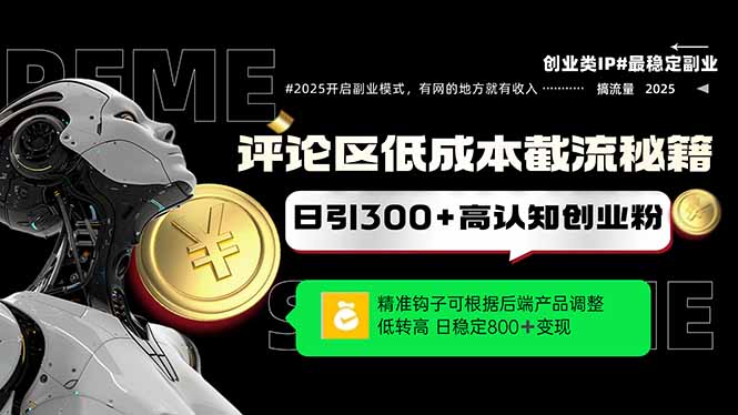 评论区低成本引流秘籍，精准钩子直击用户，单账号日增300+创业粉，日稳
